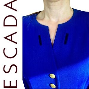 Vintage Escada blue Gitane Pant Suit with 
Blazer Size 38 German